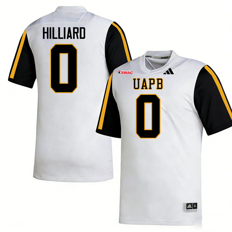 Arkansas-Pine Bluff Golden Lions #0 Danarius Hilliard College Football Jerseys,Uniforms-White